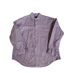 Ralph‎ Lauren Long Sleeve Pink/Blue Dress Shirt Size XXL